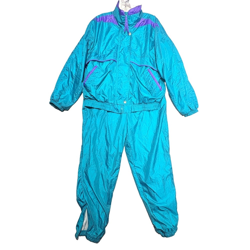 Forteza River Edge Tracksuit Mens M Teal Purple Nylon Windbreaker 90s Vintage